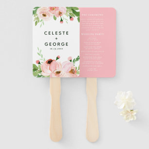 Leque Casamento floral cor-de-rosa