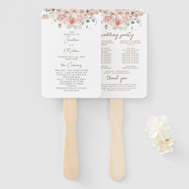 Leque Casamento Floral de Aquarela de Jardim de Verão