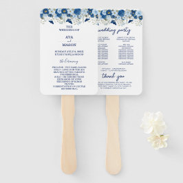 Leque Casamento floral de cor azul-víbora