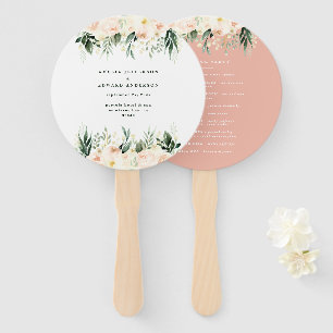 Leque Casamento floral de pêssego + folhagem