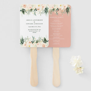 Leque Casamento floral de pêssego + folhagem