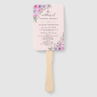Leque Casamento Floral em Aquarela Rosa Elegante