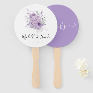 Leque Casamento Floral Lavanda e Prata