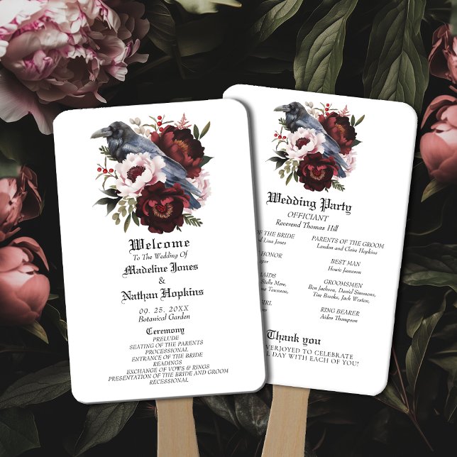 Leque Casamento Floral Raven Raven Gótico Romântico (Criador carregado)