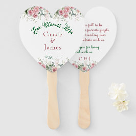 Leque Casamento Floral Rosa Coração Onde o Amor Floresce