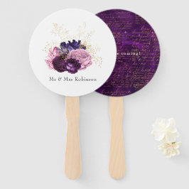 Leque Casamento Floral Rosa e Roxo