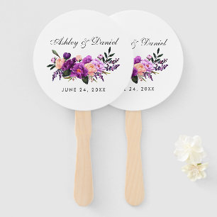 Leque Casamento floral roxo ultravioleta