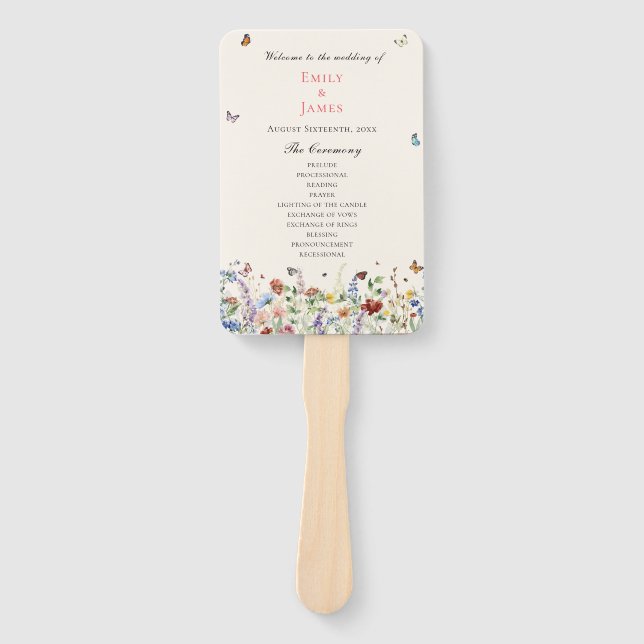 Leque Casamento Floral Rustic Wildflower (Frente)