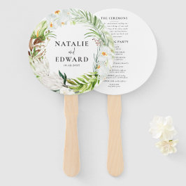 Leque Casamento floral tropical rosa + orquídeo rosa