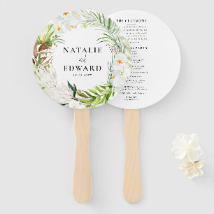 Leque Casamento floral tropical rosa + orquídeo rosa