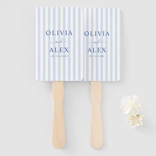 Leque Casamento Francês Azul Minimalista e Chic Personal (Frente e Verso)