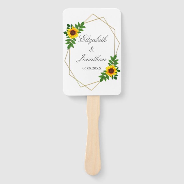 Leque Casamento Geométrico de Girassol (Frente)