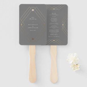Leque Casamento Geométrico Deco Gatsby da Cinza Diamond