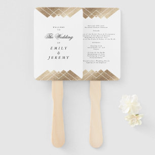 Leque Casamento Geométrico Dourado Gatsby