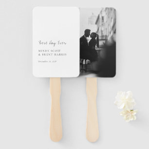 Leque Casamento Moderno Foto Preto e Branco Minimalista