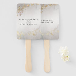 Leque Casamento Moderno Luxuoso com Pontos Dourados em N