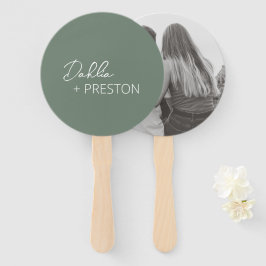 Leque Casamento Moderno Verde Sage Minimalista