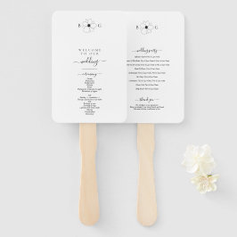 Leque Casamento Monograma Minimalista de Flor Silvestre 