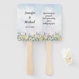 Leque Casamento Personalizado com Aquarela de Flores Sil