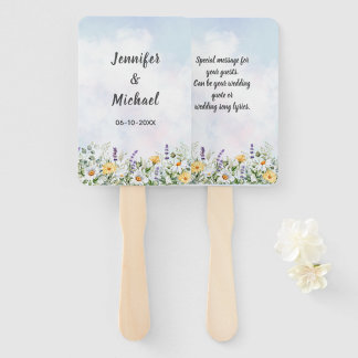 Leque Casamento Personalizado com Aquarela de Flores Sil