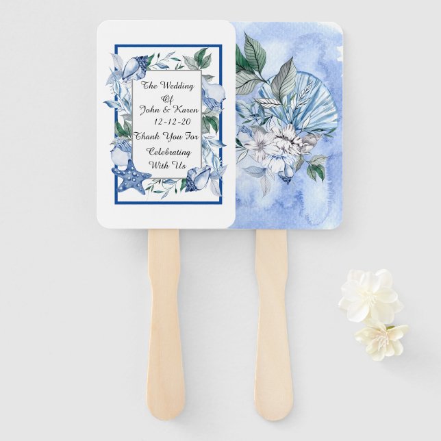 Leque Casamento Personalizado na Praia (Frente e Verso)