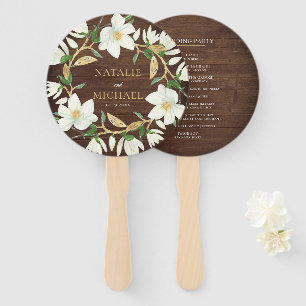 Leque Casamento Personalizado Rustic Wood Magnolia