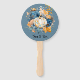 Leque Casamento Pumpkin Azul e Laranja