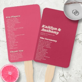 Leque Casamento Retro Groovy Viva Magenta, de 70 anos