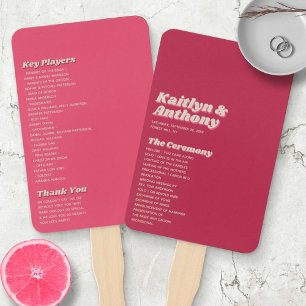 Leque Casamento Retro Groovy Viva Magenta, de 70 anos