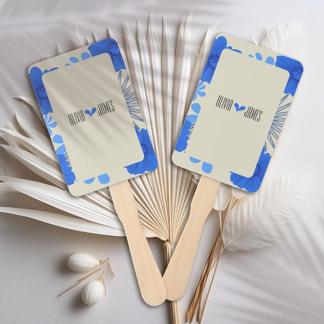 Leque Casamento Romântico Azul Floral (Criador carregado)