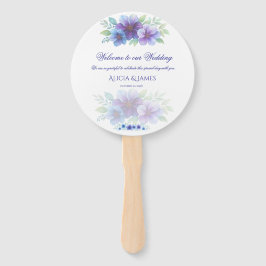 Leque Casamento Romântico de Cor Azul Botânica Romântica