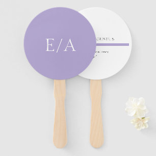 Leque Casamento Roxo Lavanda Digital Monograma Mínimo