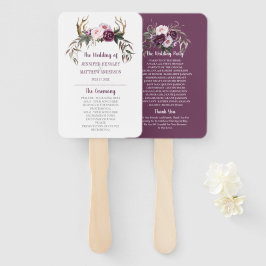 Leque Casamento Rustic Boho Antlers Purple Plum Peonies