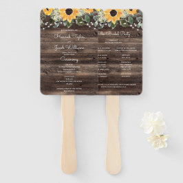 Leque Casamento Rustic Sunflower Eucalyptus Wood