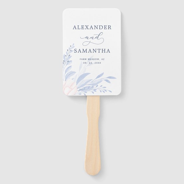 Leque Casamento Suculento de Eucalyptus Vermelhos Azul M (Frente)