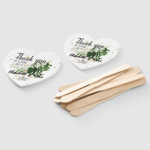 Leque Casamento tropical e Dourado Personalizado Obrigad