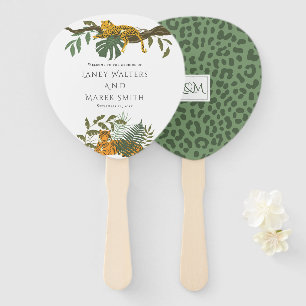 Leque Casamento verde do leopardo dos gatos de selva do