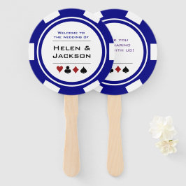 Leque Casino Poker Chip Blue White Bem-Vindo Ao Casament
