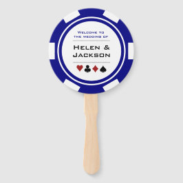 Leque Casino Poker Chip Blue White Bem-Vindo Ao Casament