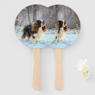 Leque Cavalier King Charles Spaniel Deixe Nevar Natal