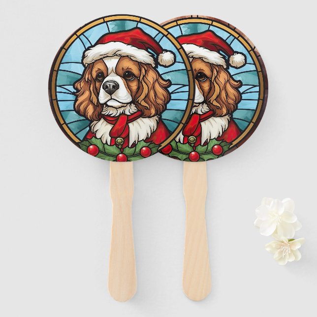 Leque Cavalier King Charles Spaniel Glass Christmas (Frente e Verso)