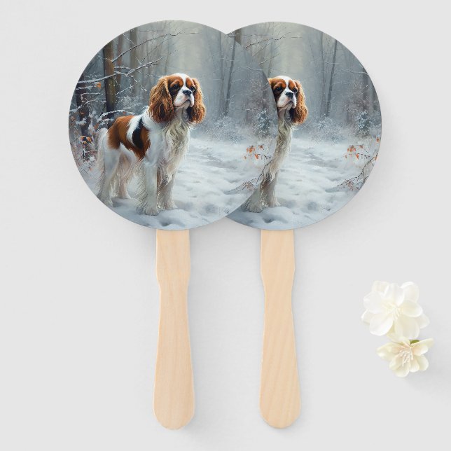 Leque Cavalier King Deixe Nevar Natal Escovado (Frente e Verso)