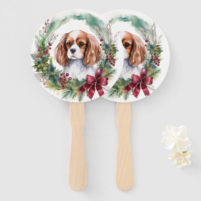 Leque Cavalier King Wreath Festivo Pup (Frente e Verso)
