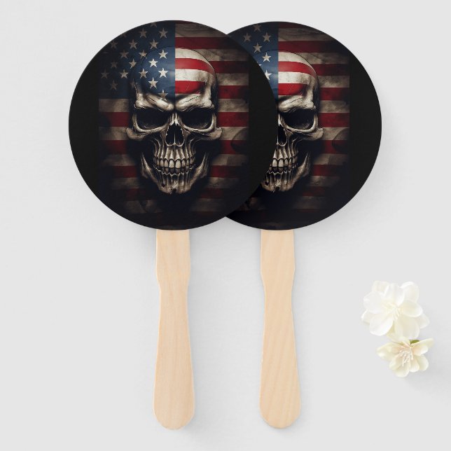 Leque Caveira da Bandeira Americana  (Frente e Verso)