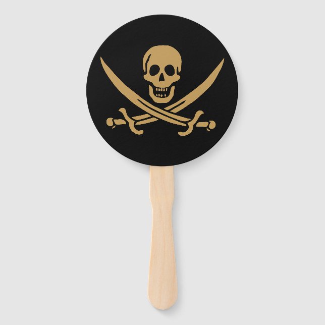Leque Caveira e Cutelo de Ouro Asteca Pirata Calico Jack (Frente)