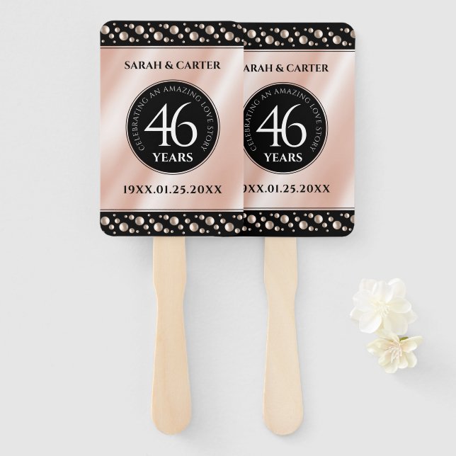 Leque Celebração do Aniversário de Casamento Pearl 46 (Frente e Verso)