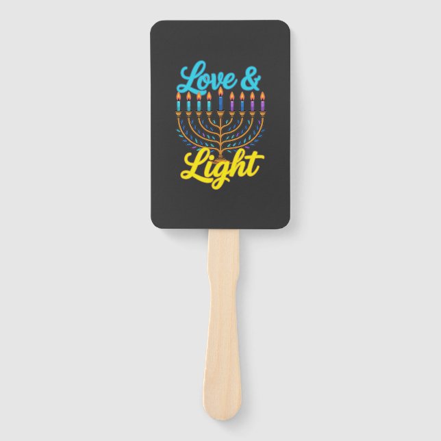 Leque Celebração Feliz das Luzes da Menorá de Hanukkah (Frente)