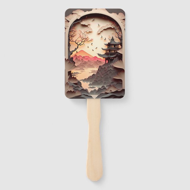 Leque Cena Chinesa Antiga Corta Conjunto de Ventiladores (Verso)