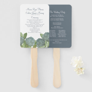 Leque Cerimônia de Casamento Botânico Blue Floral Gree