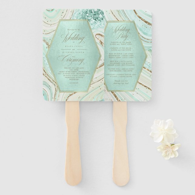 Leque Cerimônia De Casamento De abstrato Agate ID827 Fa  (Frente e Verso)